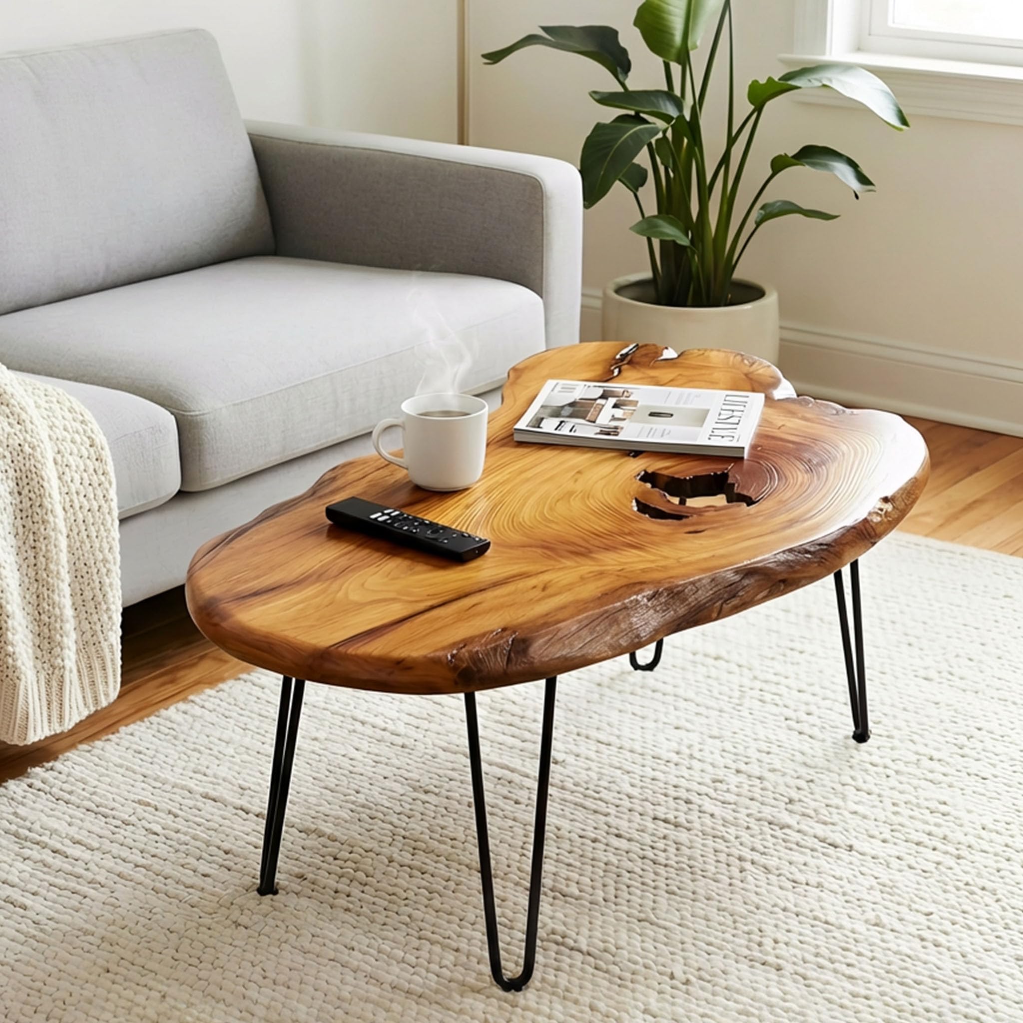 unico loop living table　1180✖︎530✖︎385 Amazon.com: FayuuGem Live Edge Coffee Table, Large Natural Wood